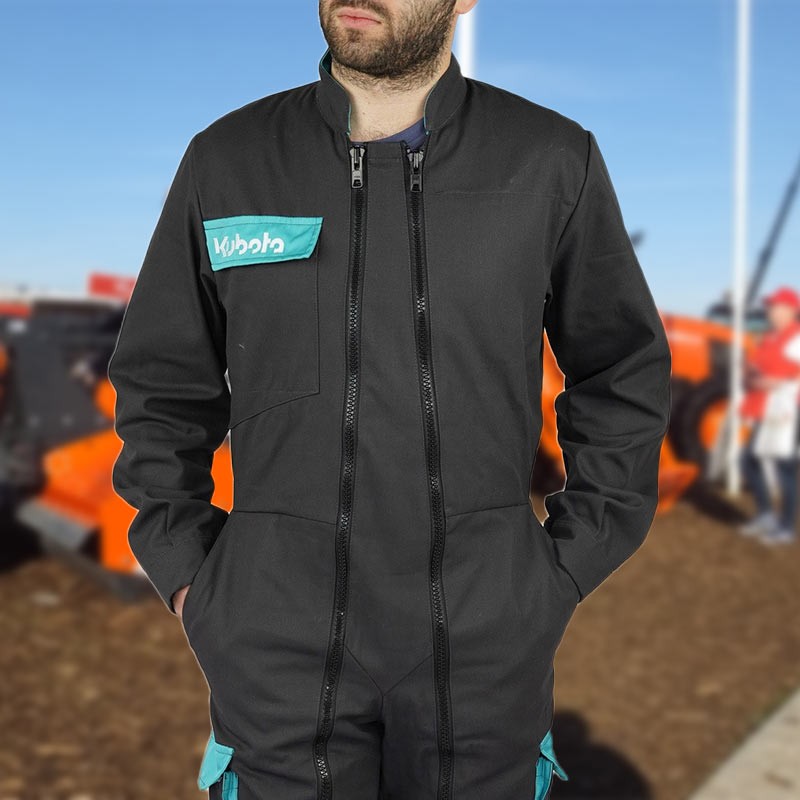 Officiële Kubota Shop | Werkoverall Kubota zwart en blauw 2 rits