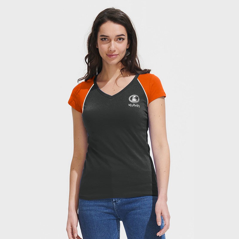 Negozio Ufficiale Kubota | T-shirt Kubota donna grigia e arancione
