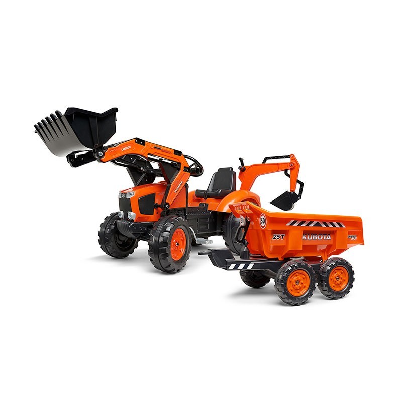 Negozio Ufficiale Kubota | Mini escavatore Kubota M135GX a pedale per bambini + escavatore + rimorchio