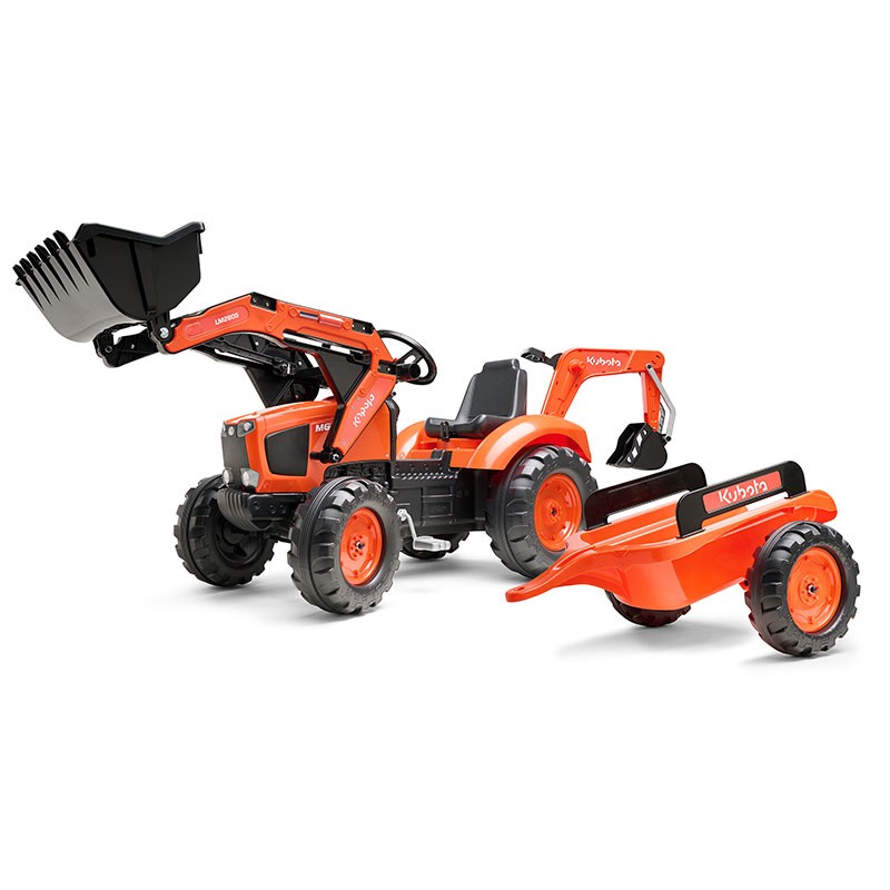 Tienda Oficial Kubota | Mini retroexcavadora Kubota para niño M6-142 + excavadora + remolque