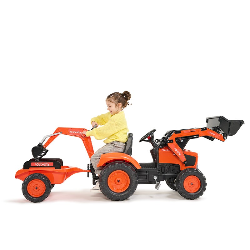 Oficjalny Sklep Kubota | Mini koparka Kubota dla dzieci M6-142 + koparka + przyczepa