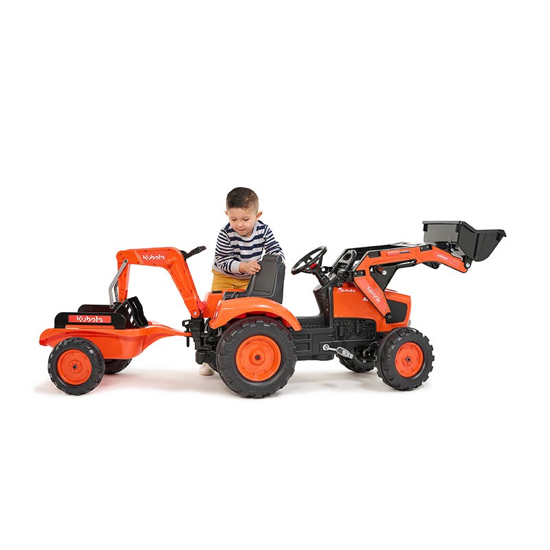 Negozio Ufficiale Kubota | Mini trattore Kubota per bambini M6-142 + retroescavatore + rimorchio