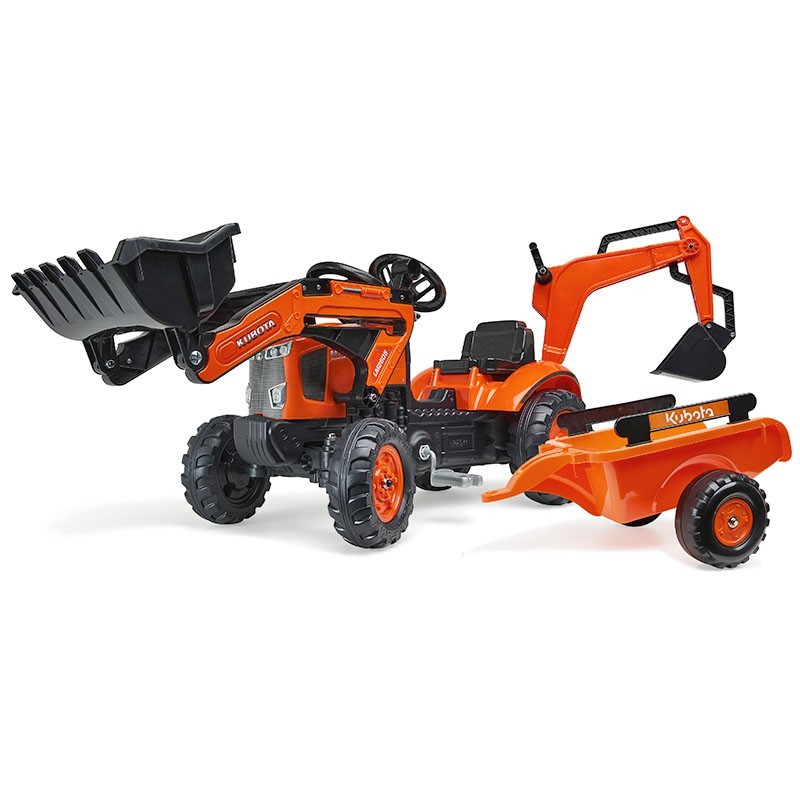 Boutique Officielle Kubota | Mini tractopelle Kubota pour enfant M7171 + excavatrice + remorque