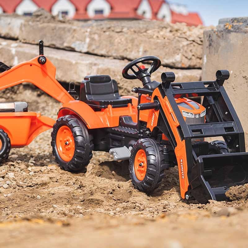 Boutique Officielle Kubota | Mini tractopelle Kubota pour enfant M7171  + excavatrice + remorque