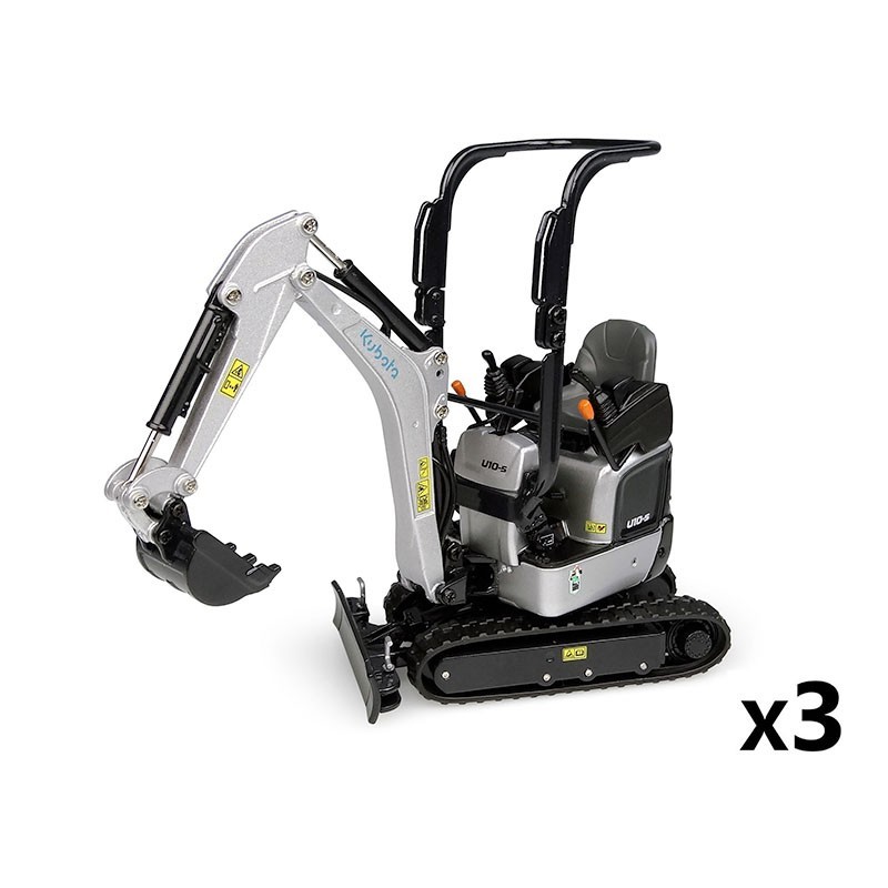 Offizieller Kubota Shop | Modelle Mini-Bagger Kubota U10-5 Silber (limitierte auflage) (x3) (1:24)